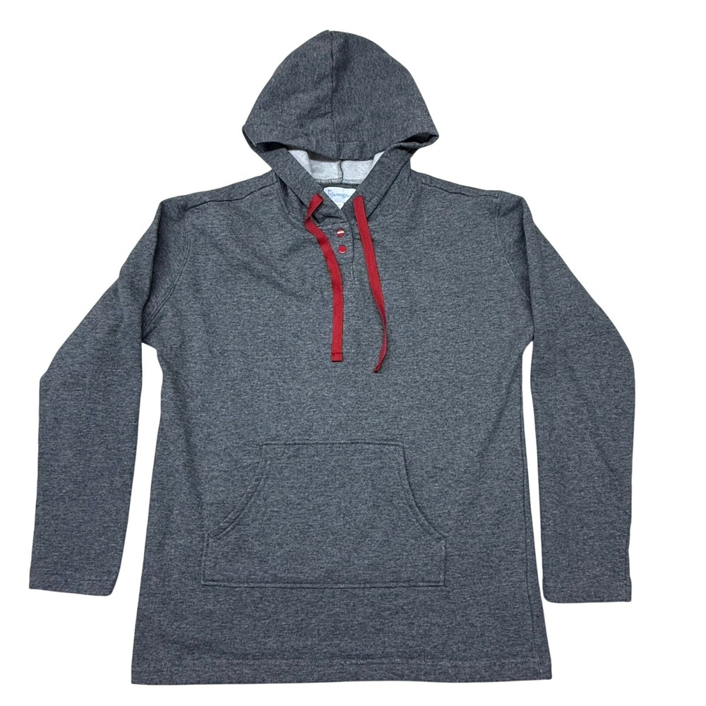 PajamaGram Hers Gray Heather Hoodie Snap Henley Lounge Top XS HF-000113